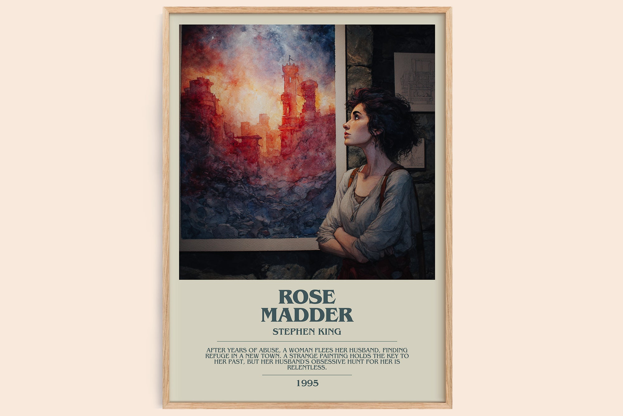 Rose Madder bookish book poster by Stephen King – framed literary art print