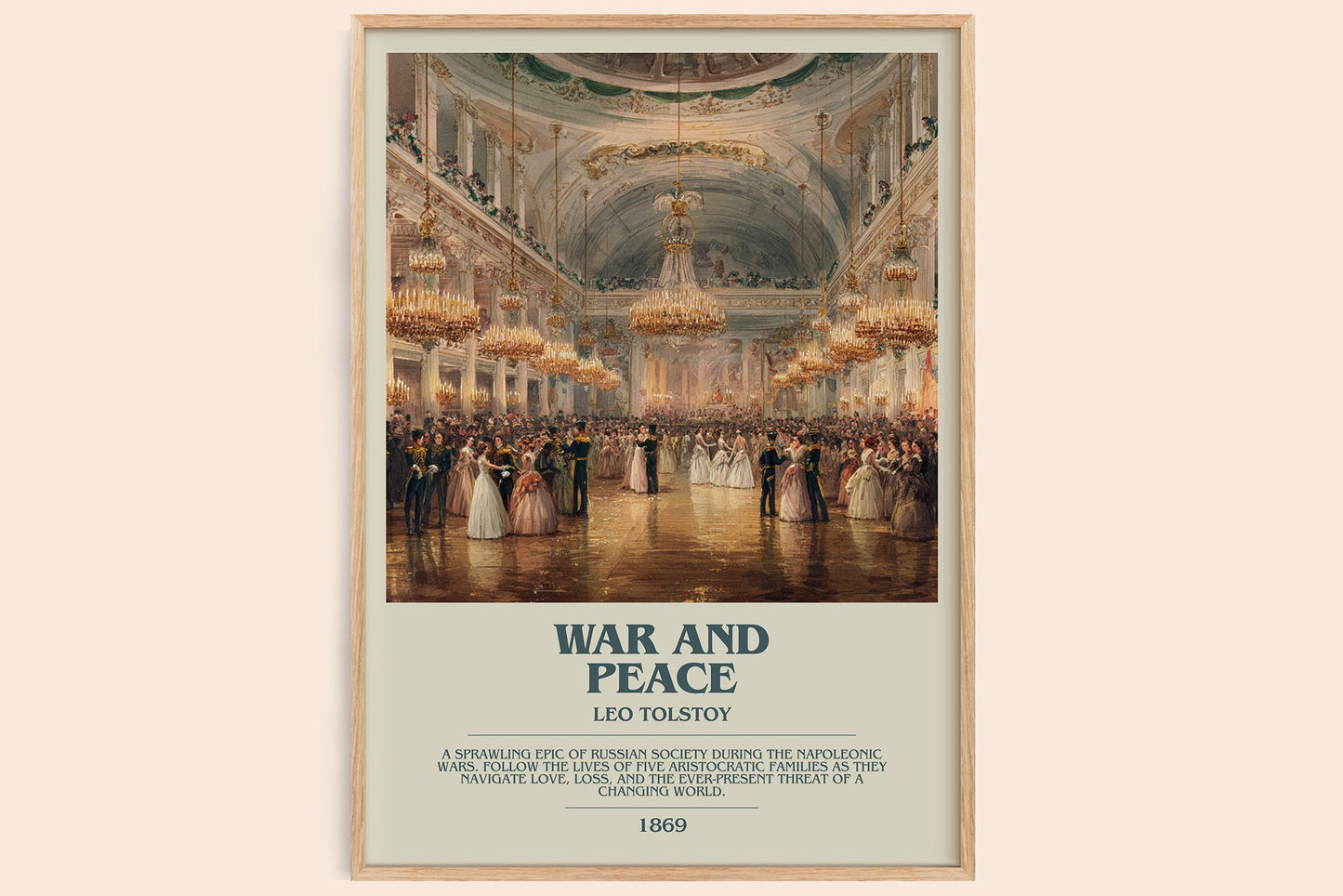 War and Peace bookish book poster by Leo Tolstoi – framed literary art print