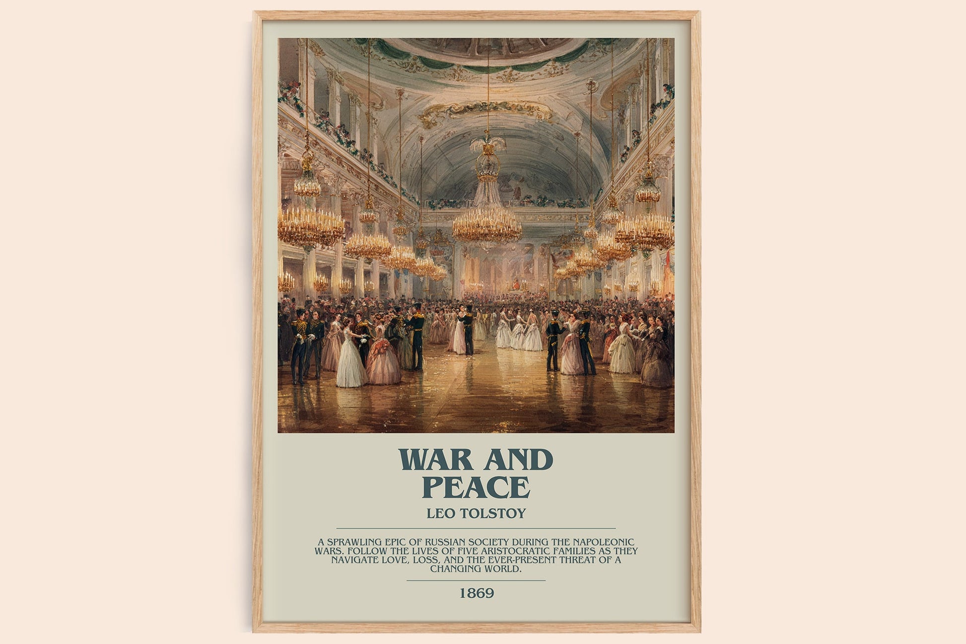 War and Peace bookish book poster by Leo Tolstoi – framed literary art print
