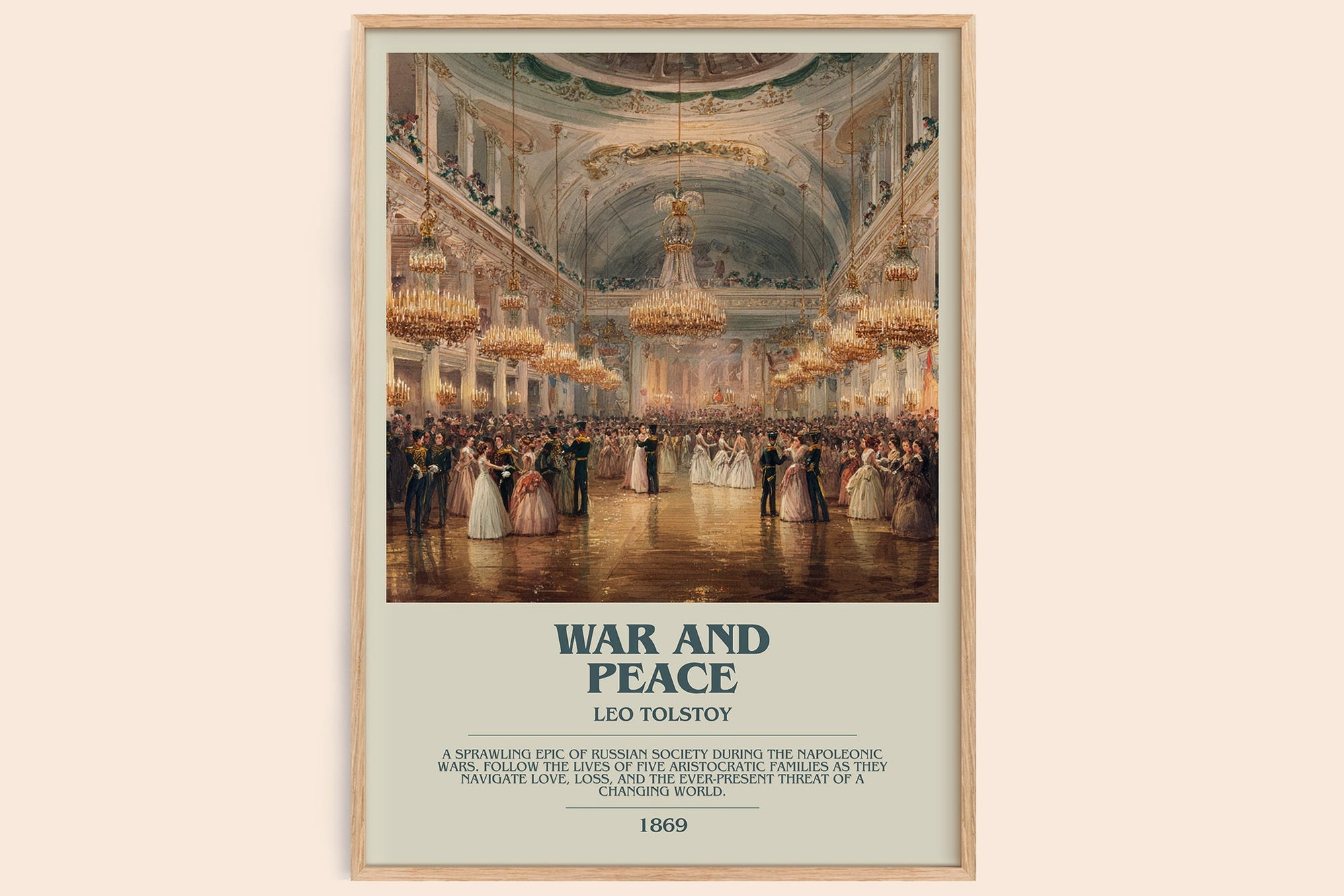 War and Peace bookish book poster by Leo Tolstoi – framed literary art print