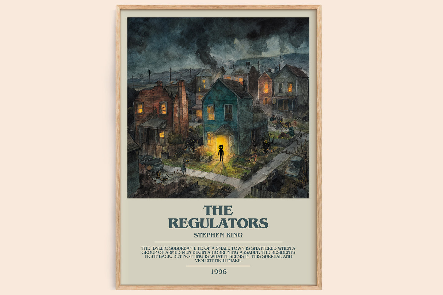 The Regulators bookish book poster by Stephen King – framed literary art print