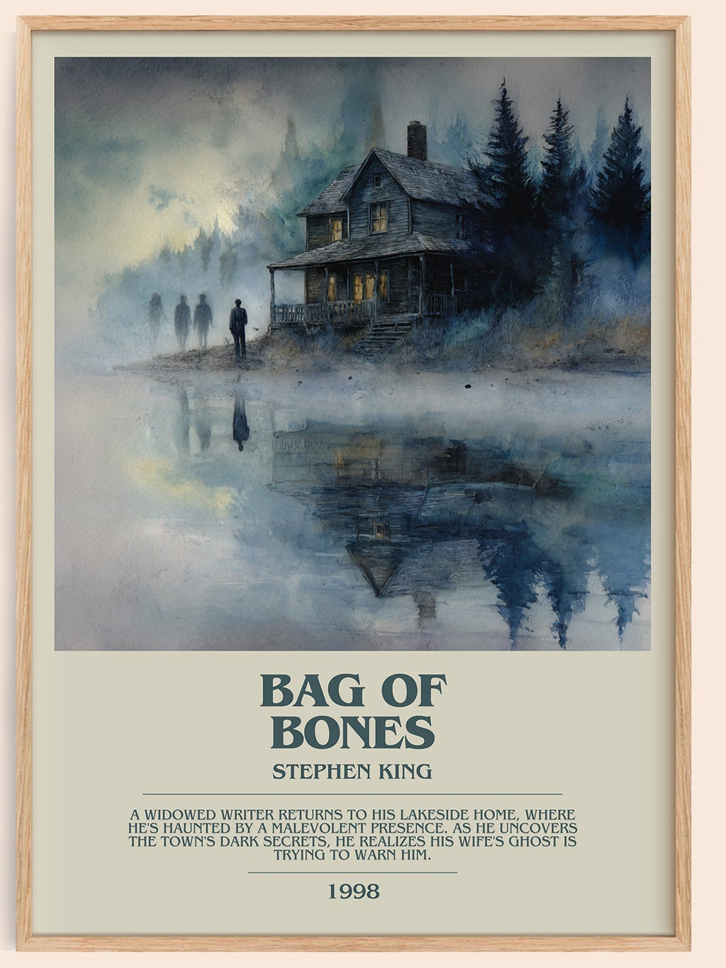 Bag of Bones bookish book poster by Stephen King – framed literary art print