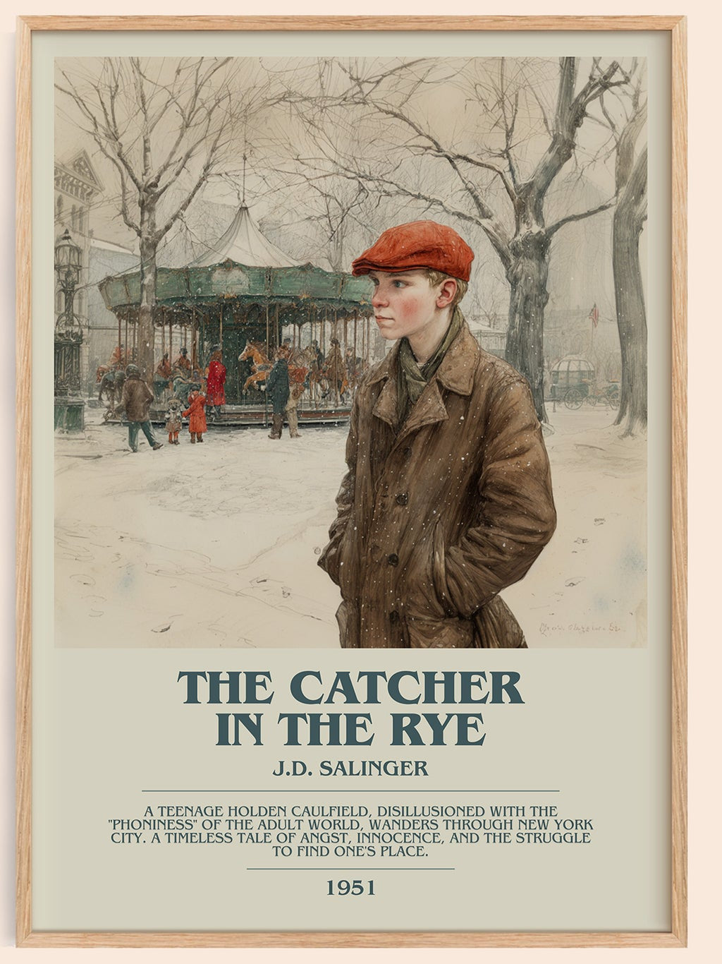 The Catcher in the Rye bookish book poster by J. D. Salinger – framed literary art print