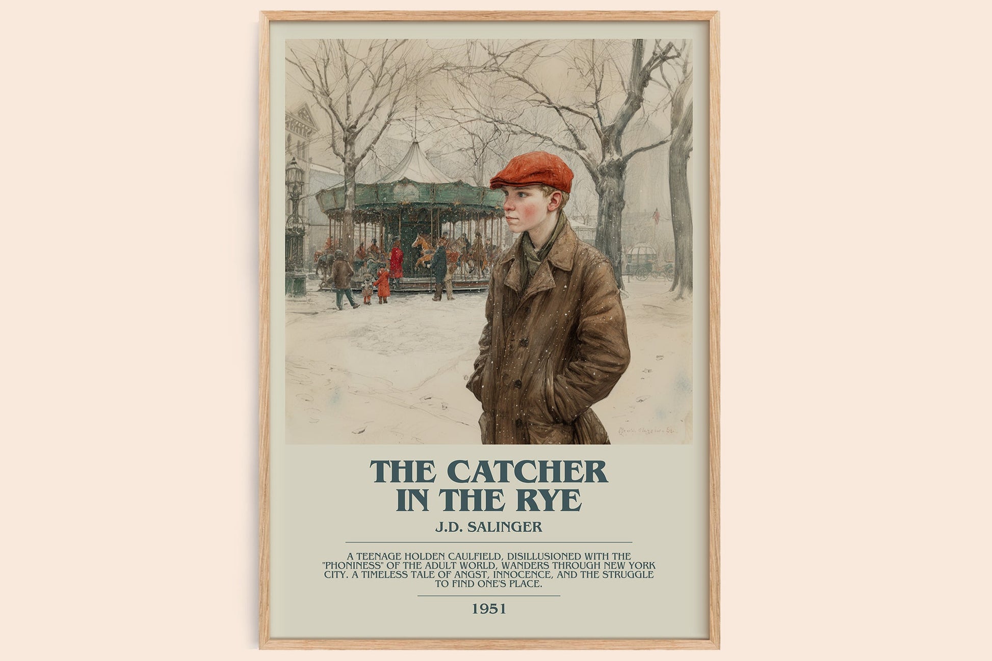The Catcher in the Rye bookish book poster by J. D. Salinger – framed literary art print