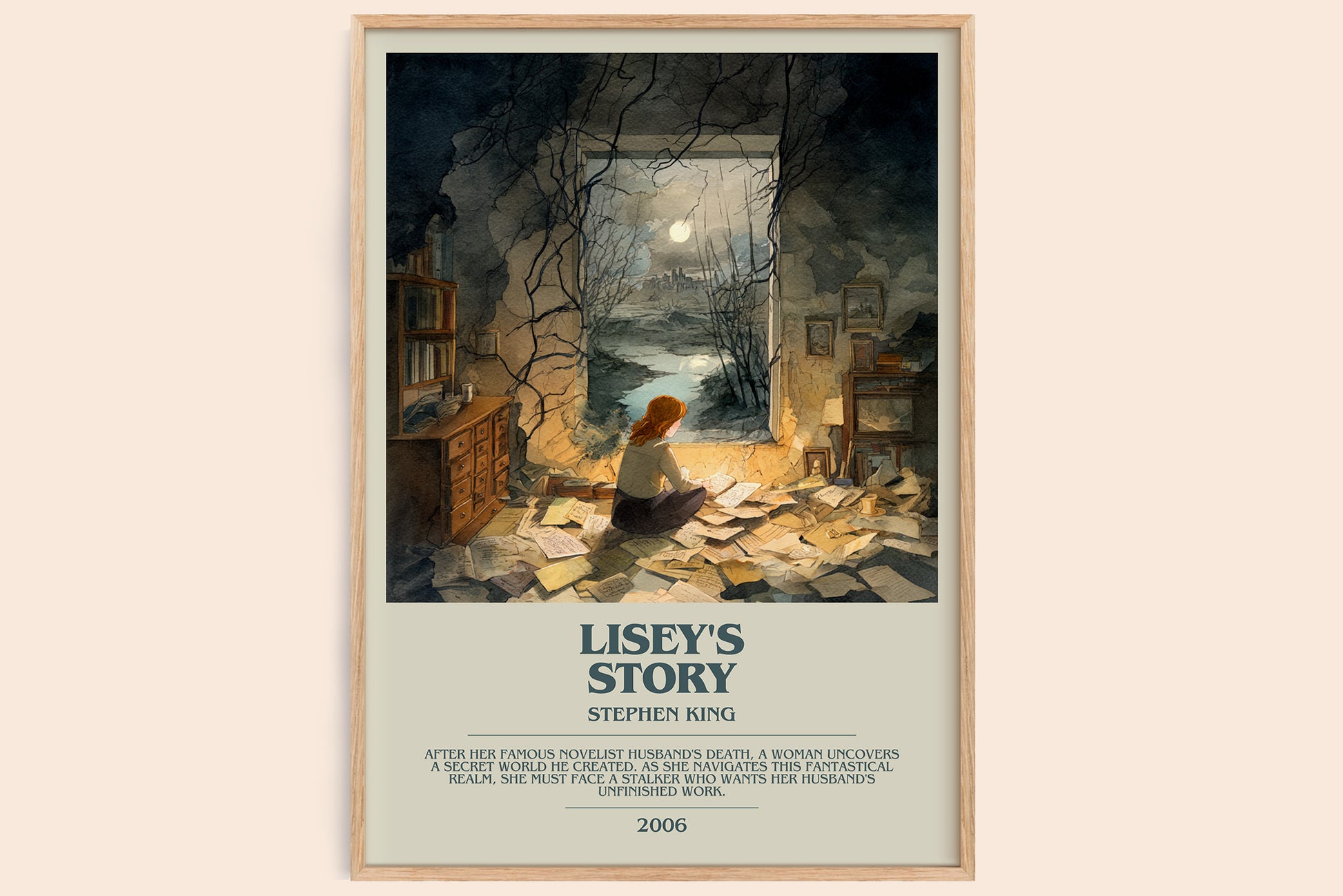 Lisey's Story bookish book poster by Stephen King – framed literary art print