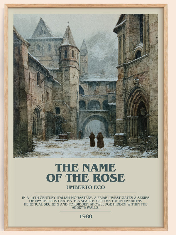 The Name of the Rose bookish book poster by Umberto Eco – framed literary art print