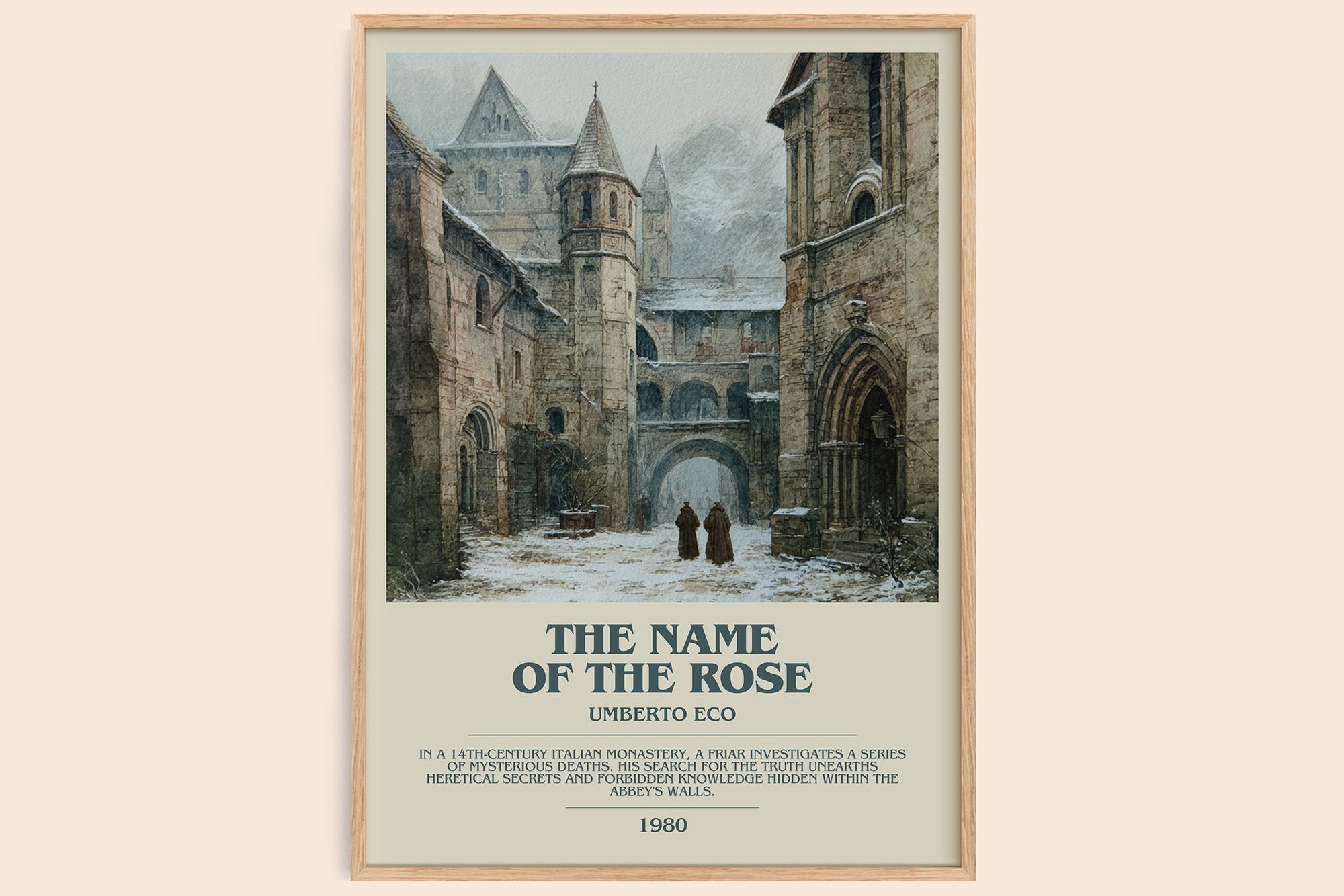 The Name of the Rose bookish book poster by Umberto Eco – framed literary art print
