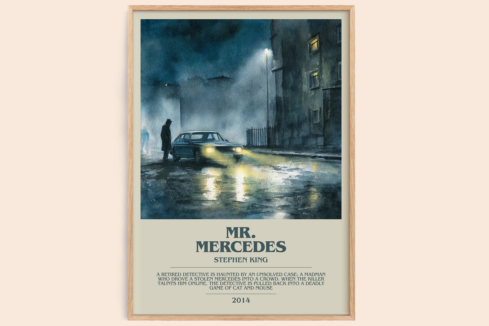 Mr. Mercedes bookish book poster by Stephen King – framed literary art print