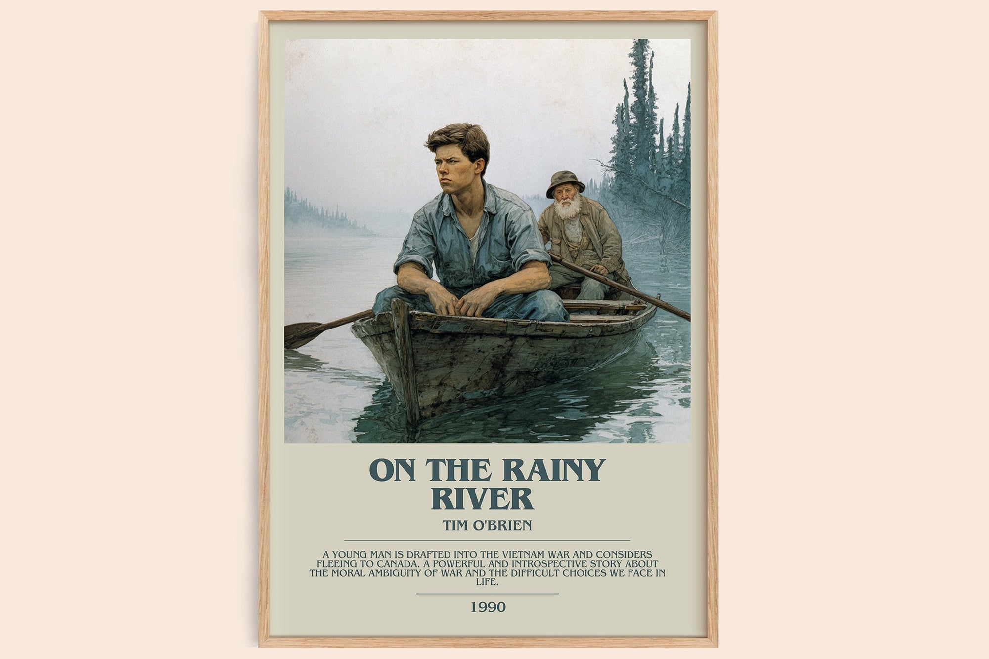 On The Rainy River bookish book poster by Tim O'Brien – framed literary art print