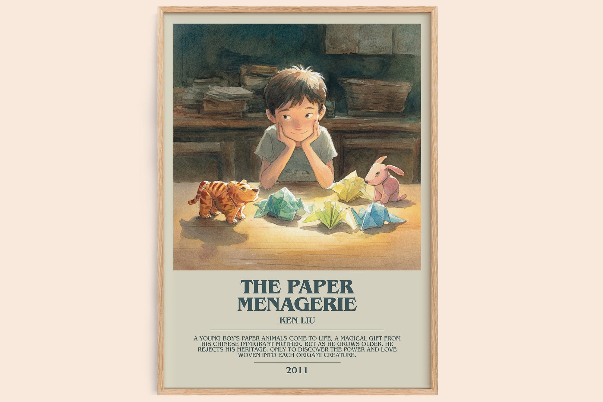 The Paper Menagerie bookish book poster by Ken Liu – framed literary art print