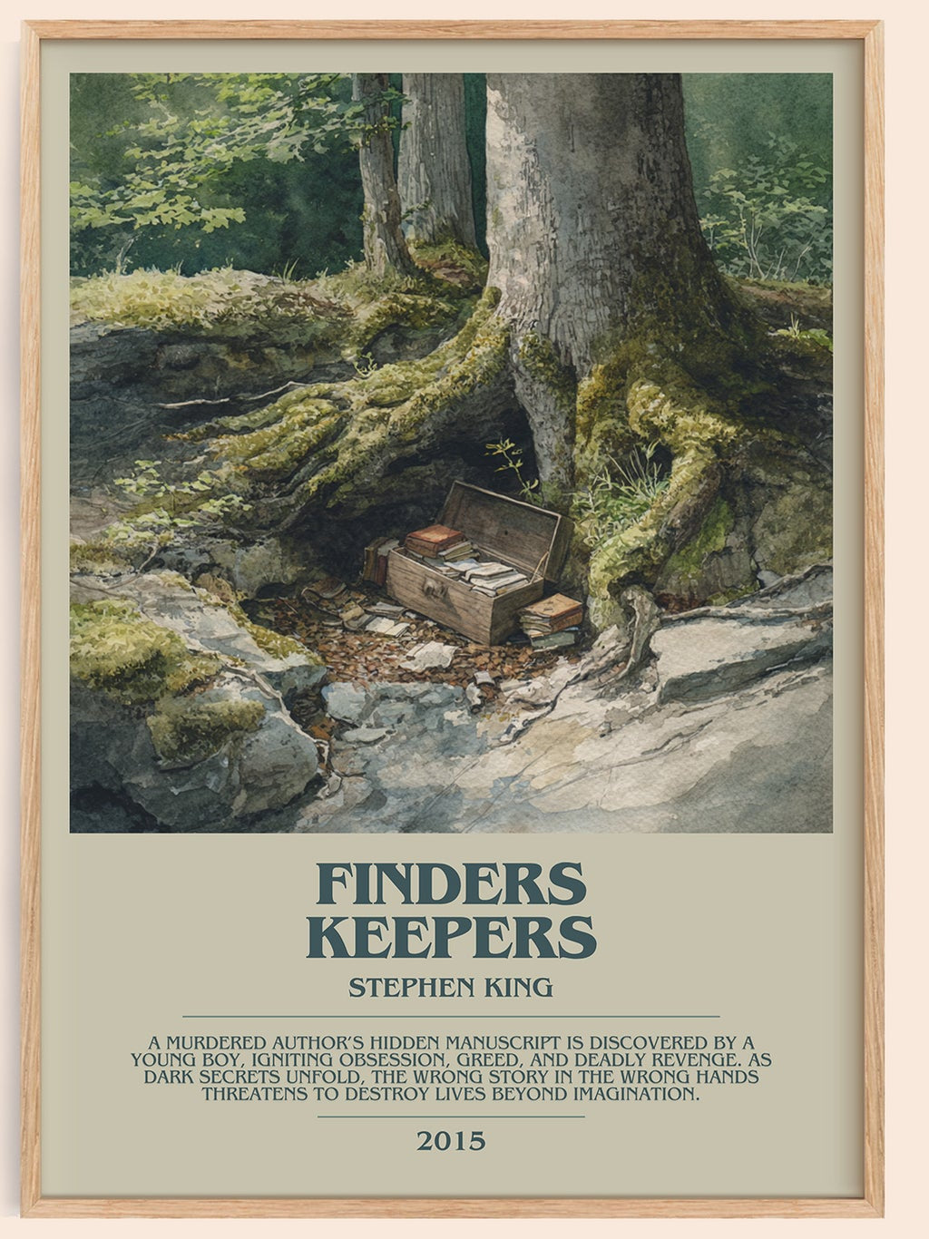 Finders Keepers bookish book poster by Stephen King – framed literary art print