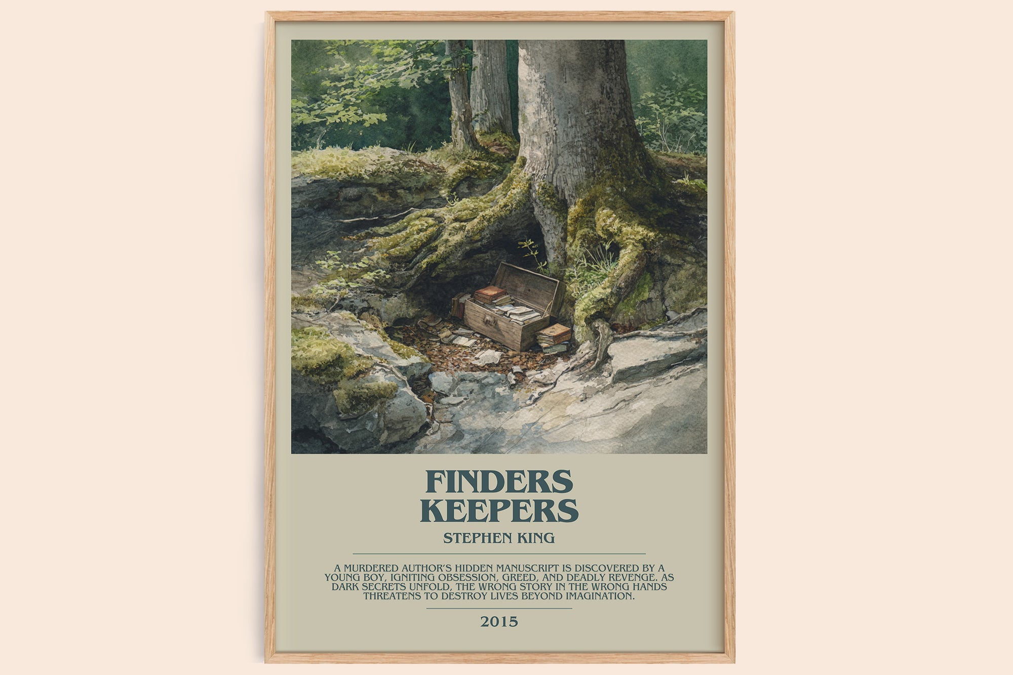 Finders Keepers bookish book poster by Stephen King – framed literary art print