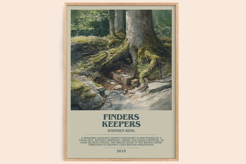 Finders Keepers bookish book poster by Stephen King – framed literary art print