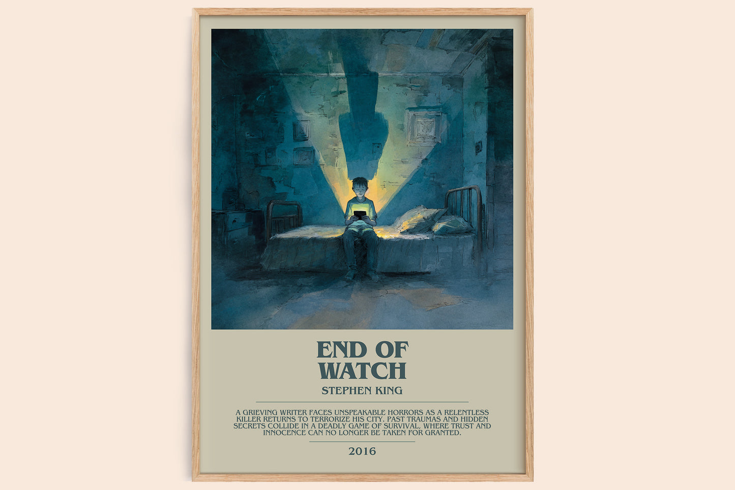 End of Watch bookish book poster by Stephen King – framed literary art print