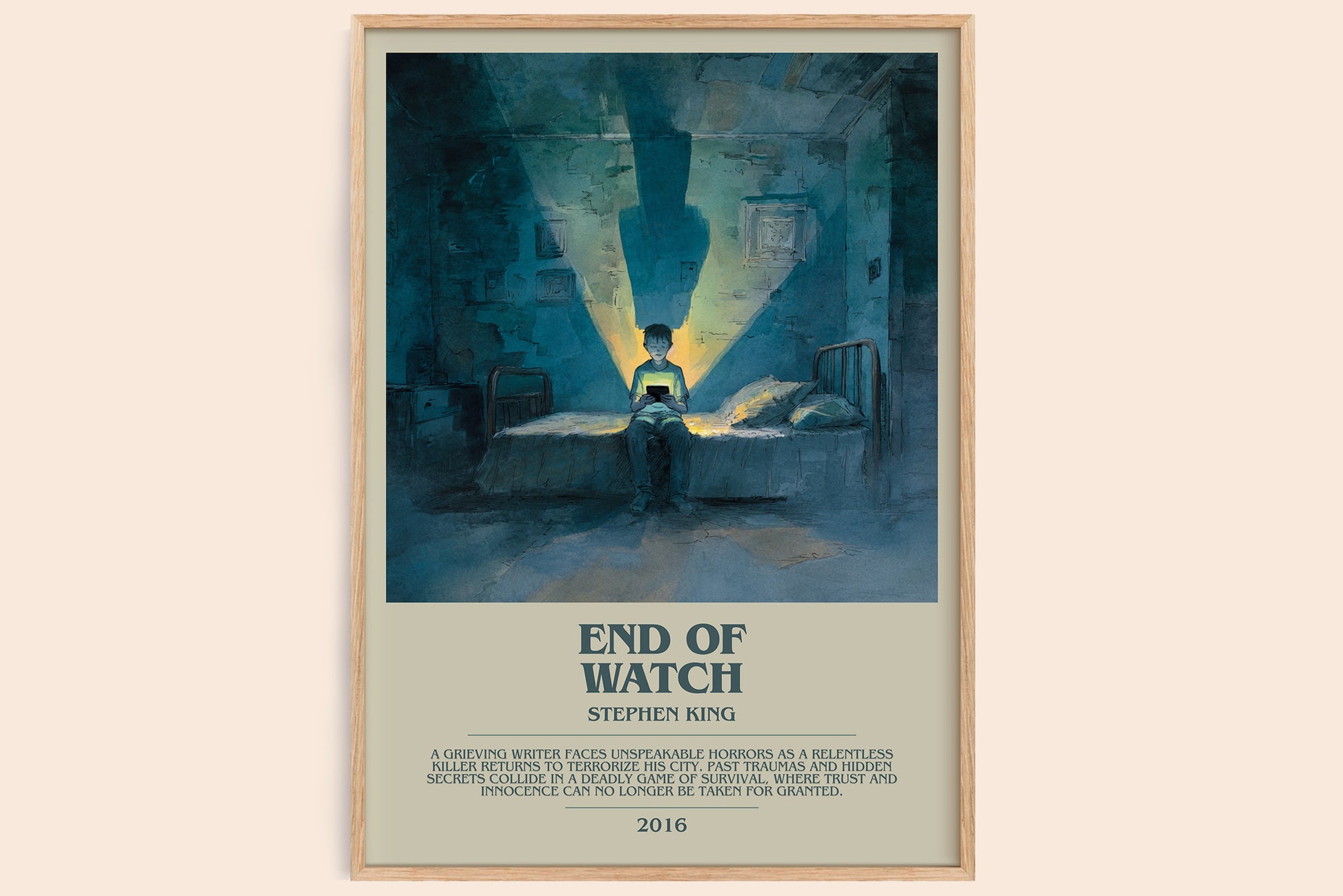 End of Watch bookish book poster by Stephen King – framed literary art print