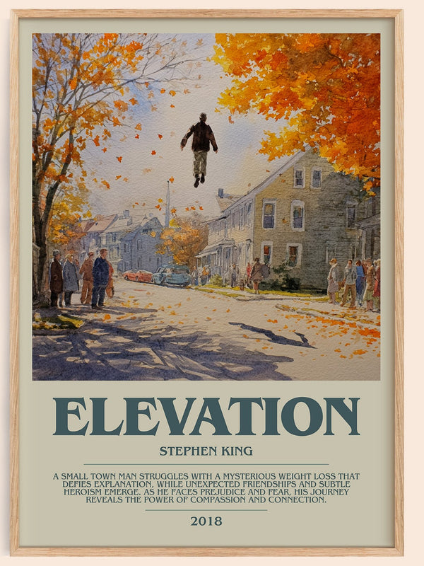 Elevation bookish book poster by Stephen King – framed literary art print
