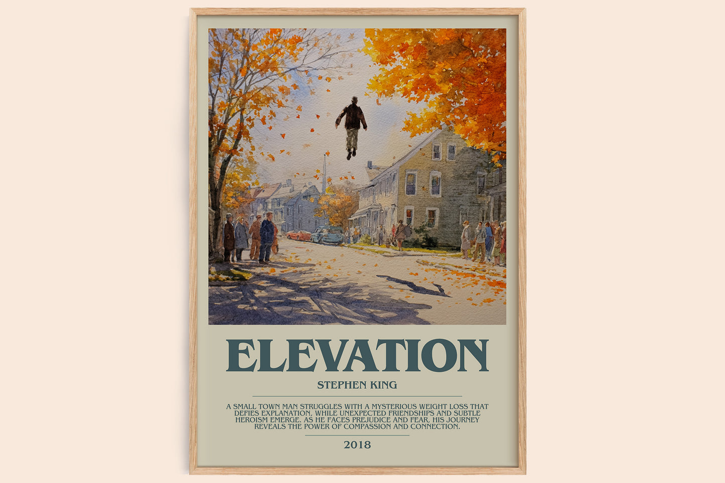 Elevation bookish book poster by Stephen King – framed literary art print