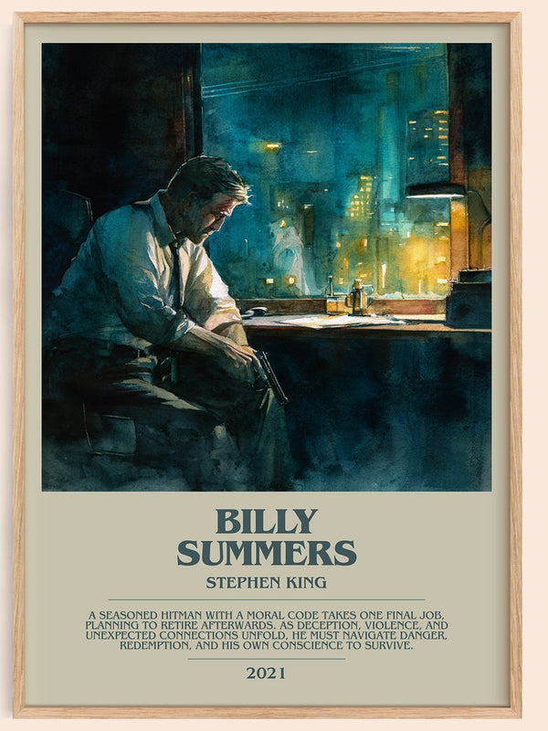 Billy Summers bookish book poster by Stephen King – framed literary art print