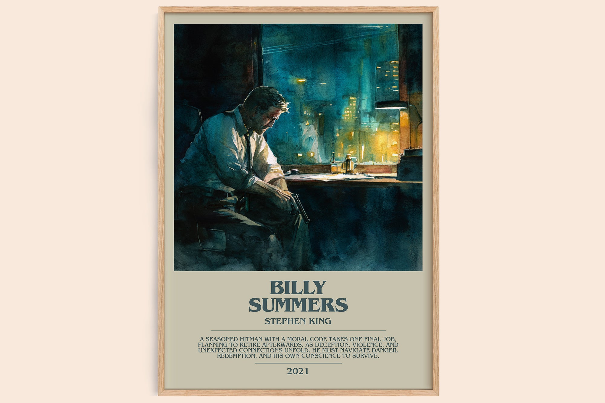 Billy Summers bookish book poster by Stephen King – framed literary art print