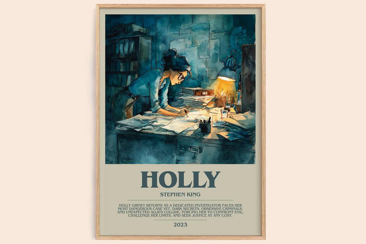 Holly bookish book poster by Stephen King – framed literary art print