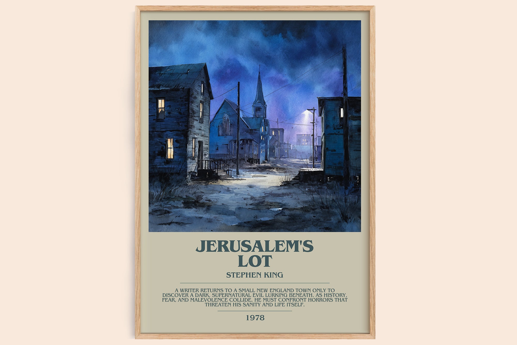 Jerusalem's Lot bookish book poster by Stephen King – framed literary art print