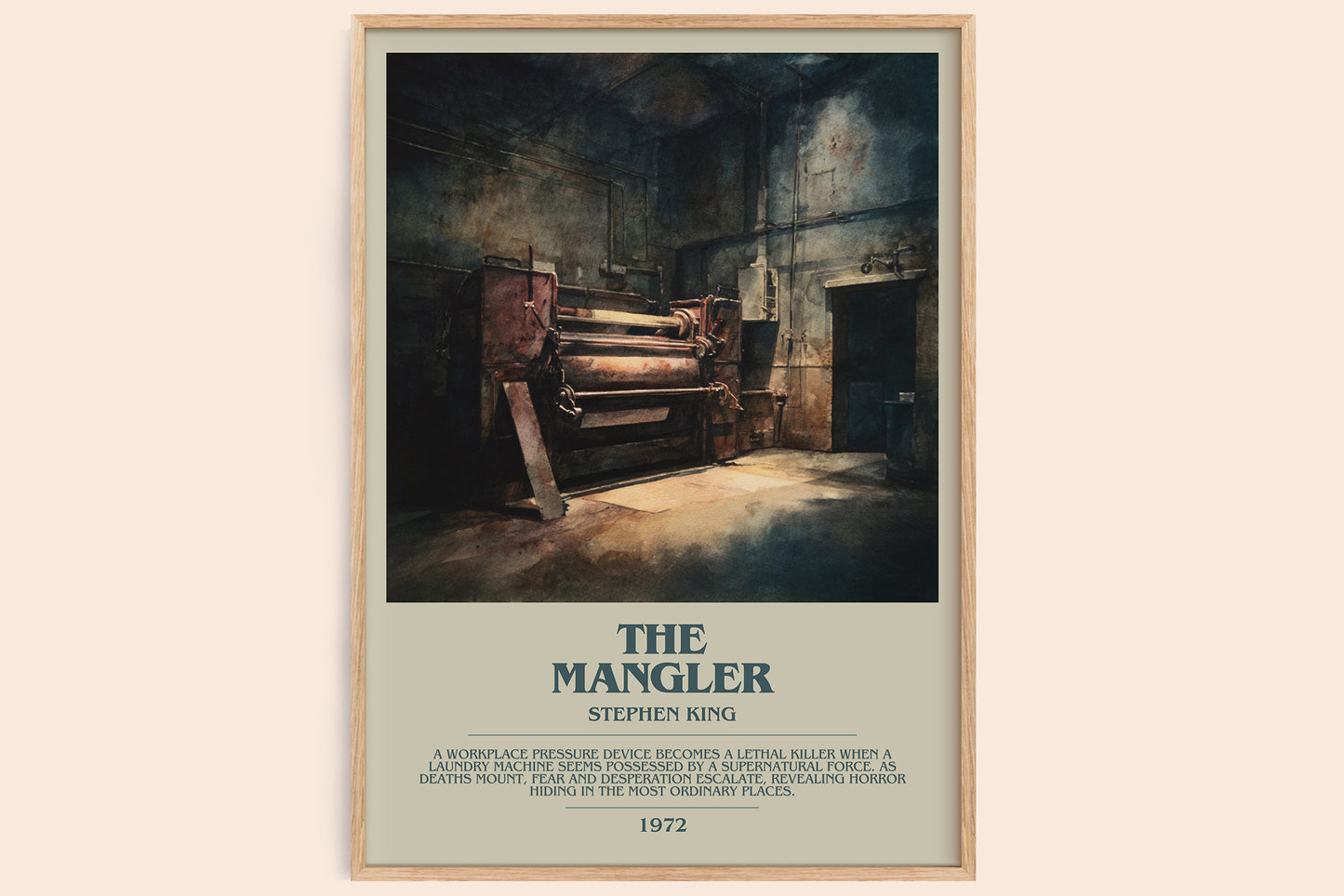 The Mangler bookish book poster by Stephen King – framed literary art print