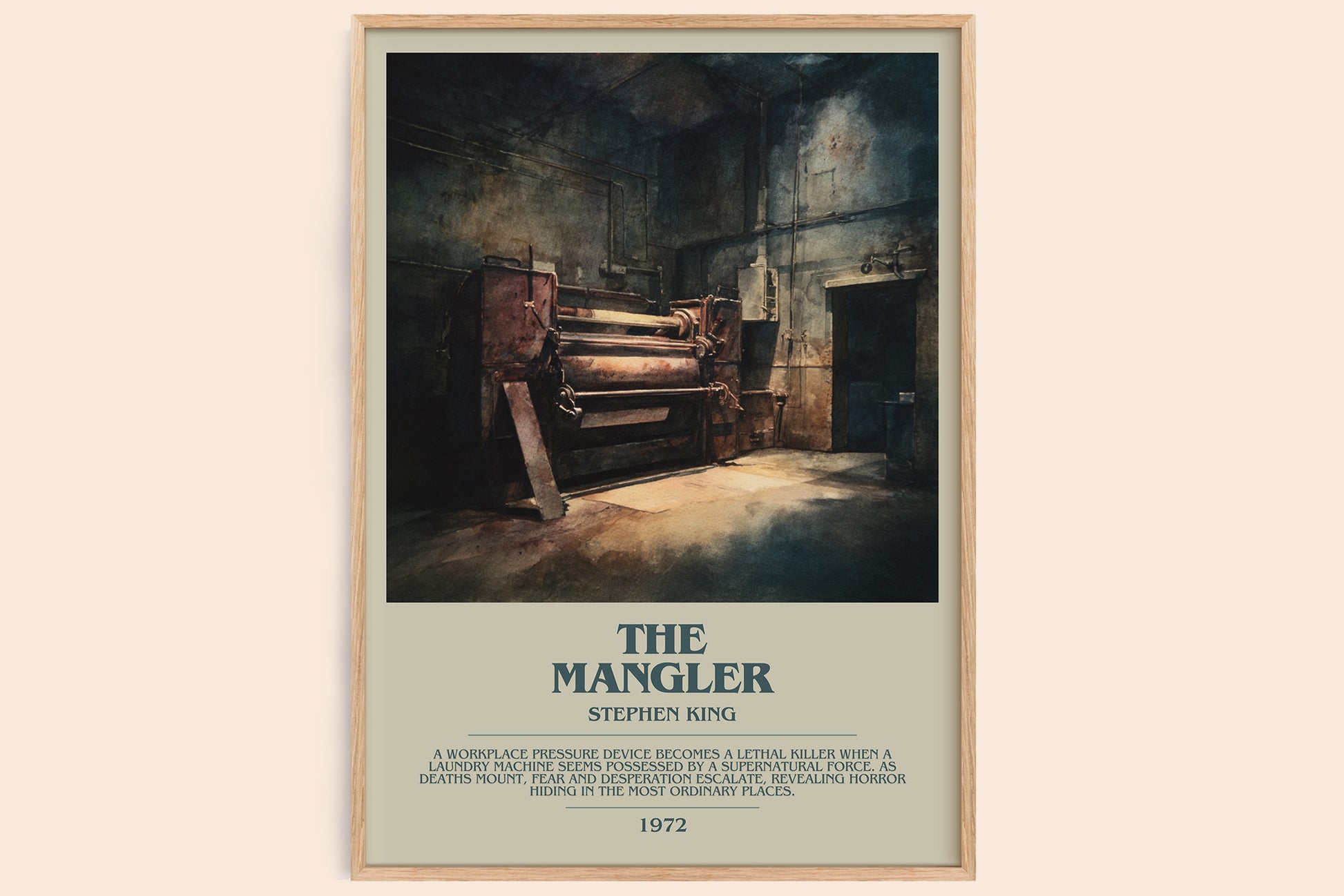 The Mangler bookish book poster by Stephen King – framed literary art print