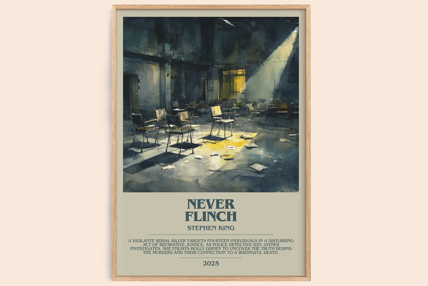 Never Flinch bookish book poster by Stephen King – framed literary art print