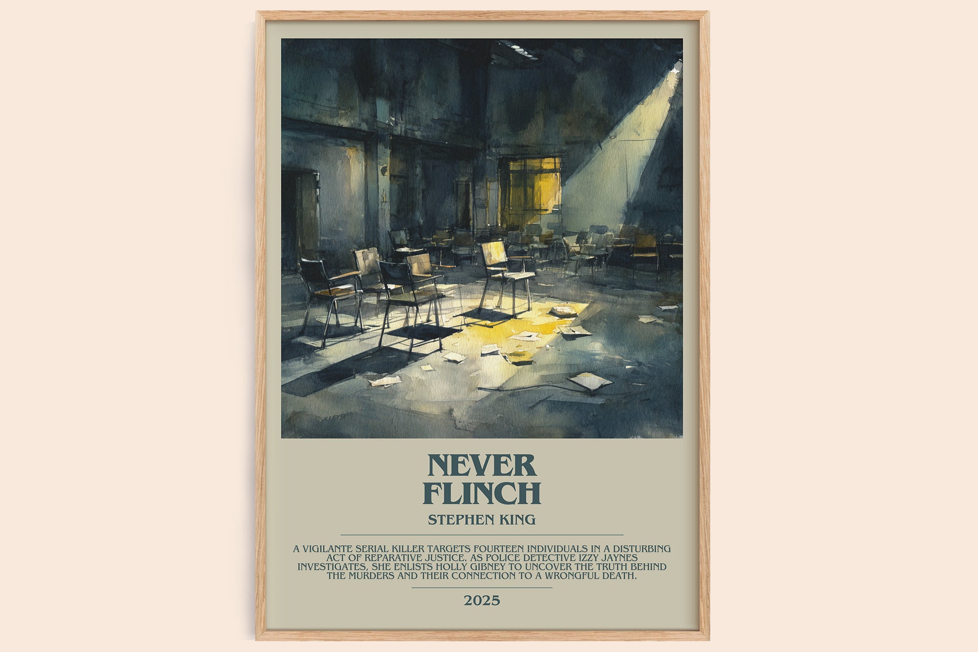 Never Flinch bookish book poster by Stephen King – framed literary art print