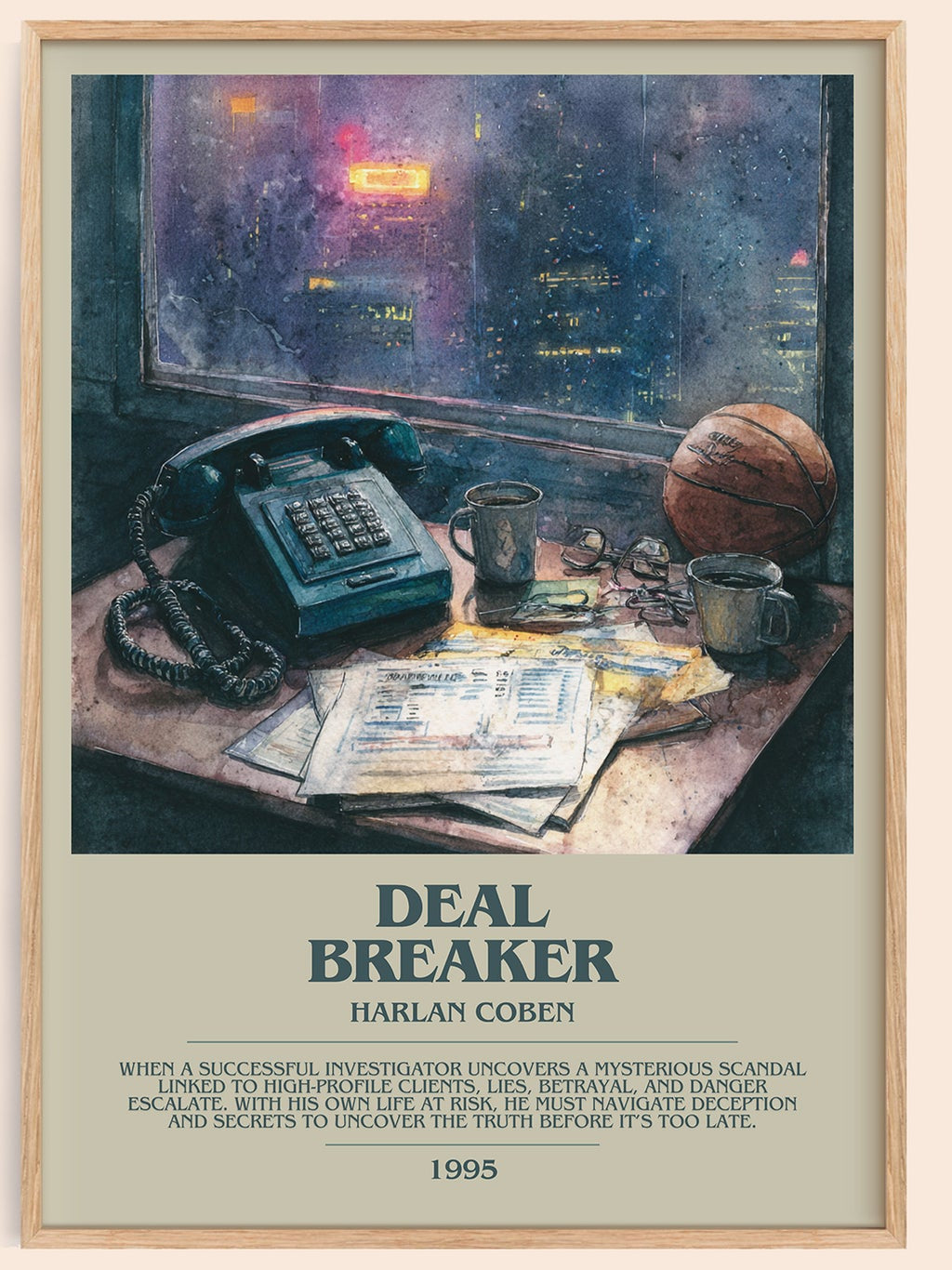 Deal Breaker bookish book poster by Harlan Coben – framed literary art print