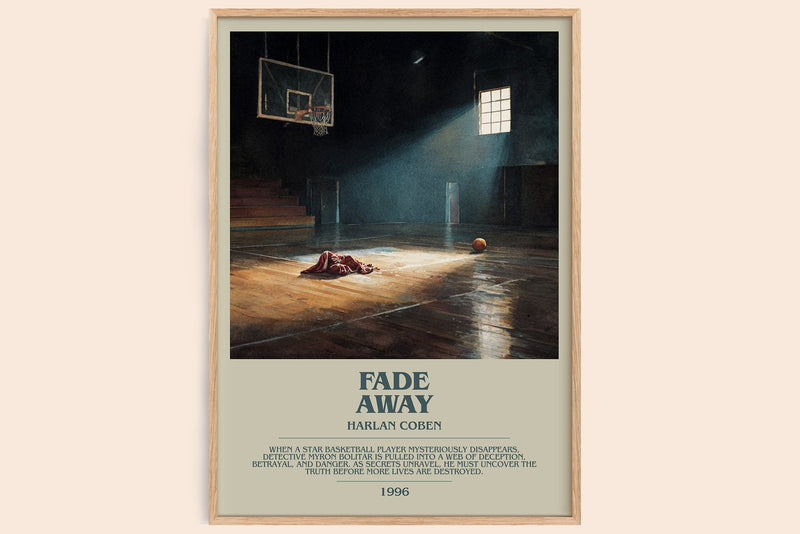 Fade Away bookish book poster by Harlan Coben – framed literary art print