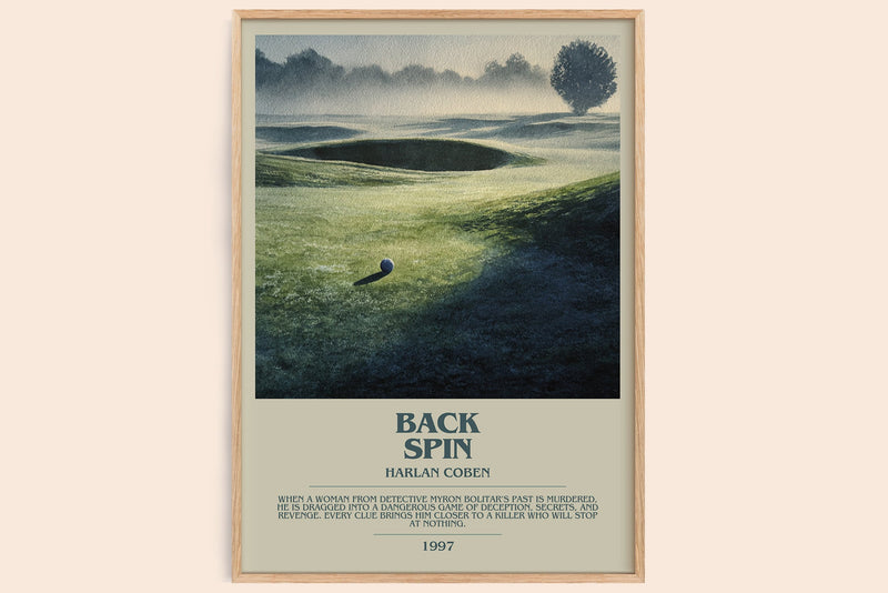Back Spin bookish book poster by Harlan Coben – framed literary art print