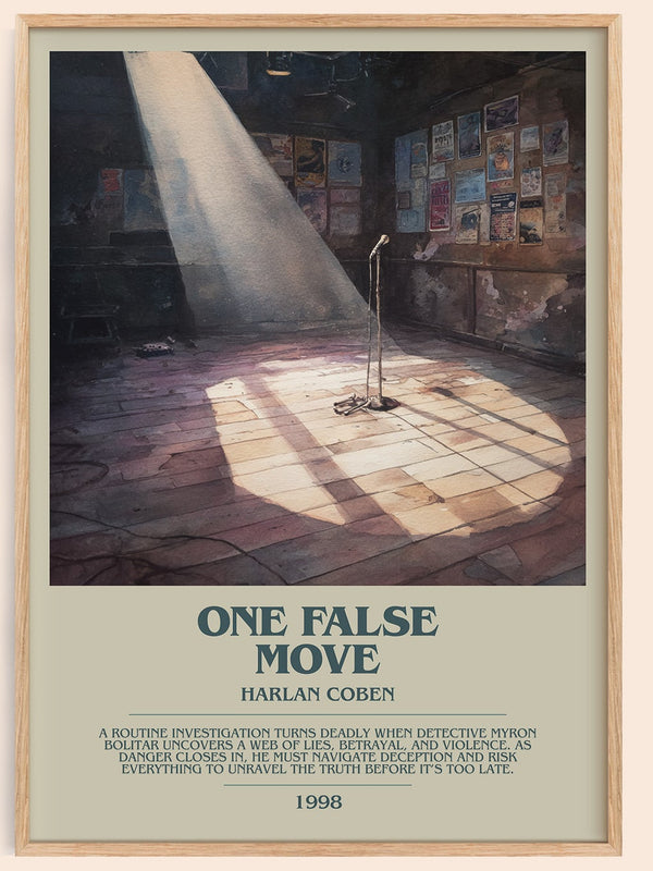 One False Move bookish book poster by Harlan Coben – framed literary art print