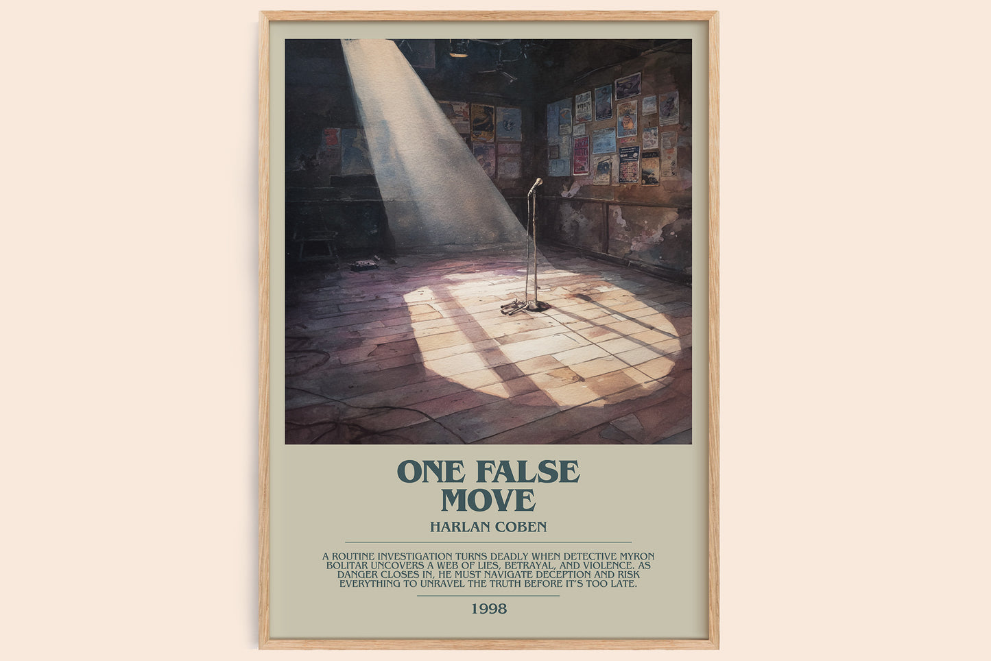 One False Move bookish book poster by Harlan Coben – framed literary art print