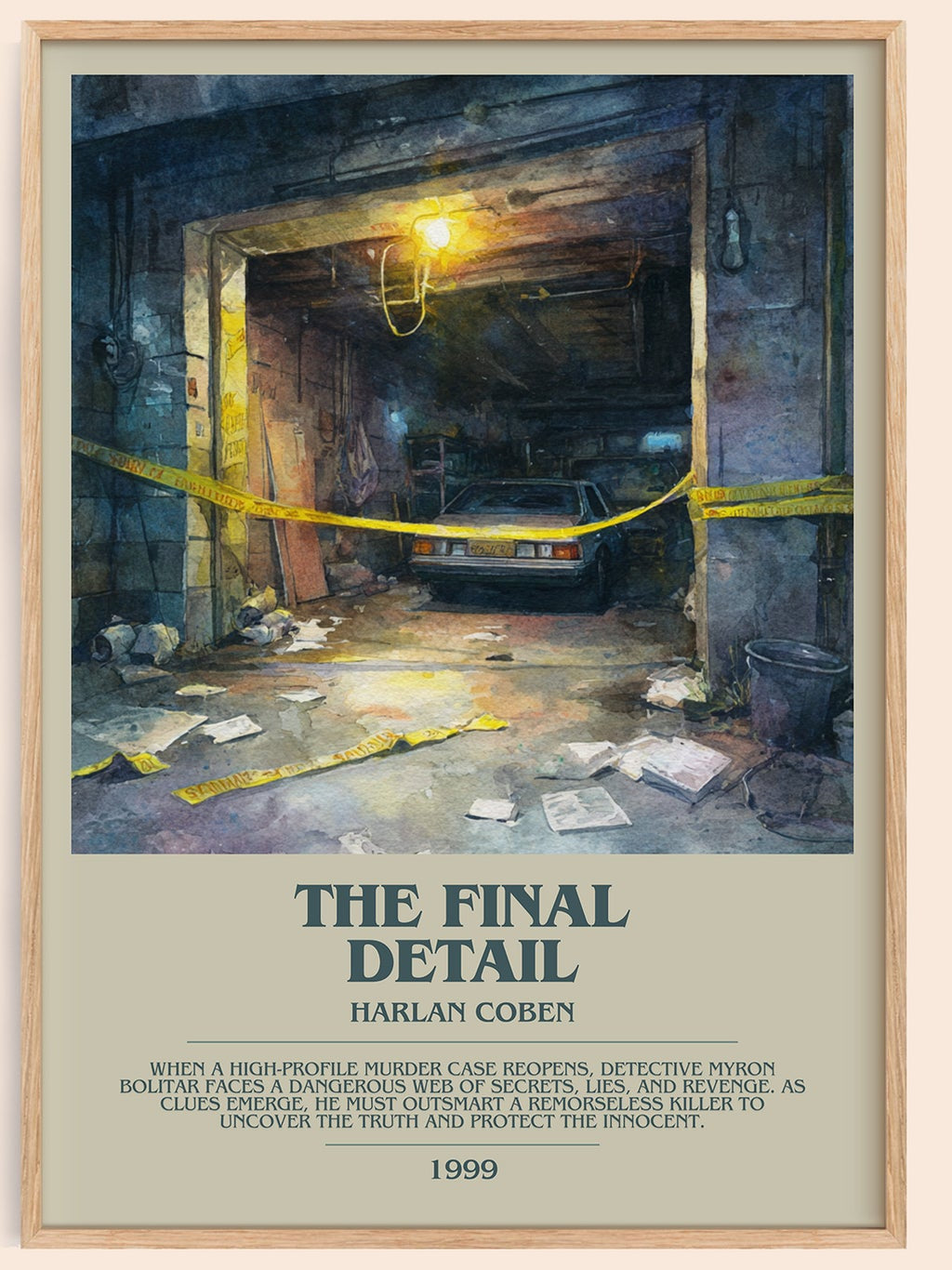 The Final Detail bookish book poster by Harlan Coben – framed literary art print