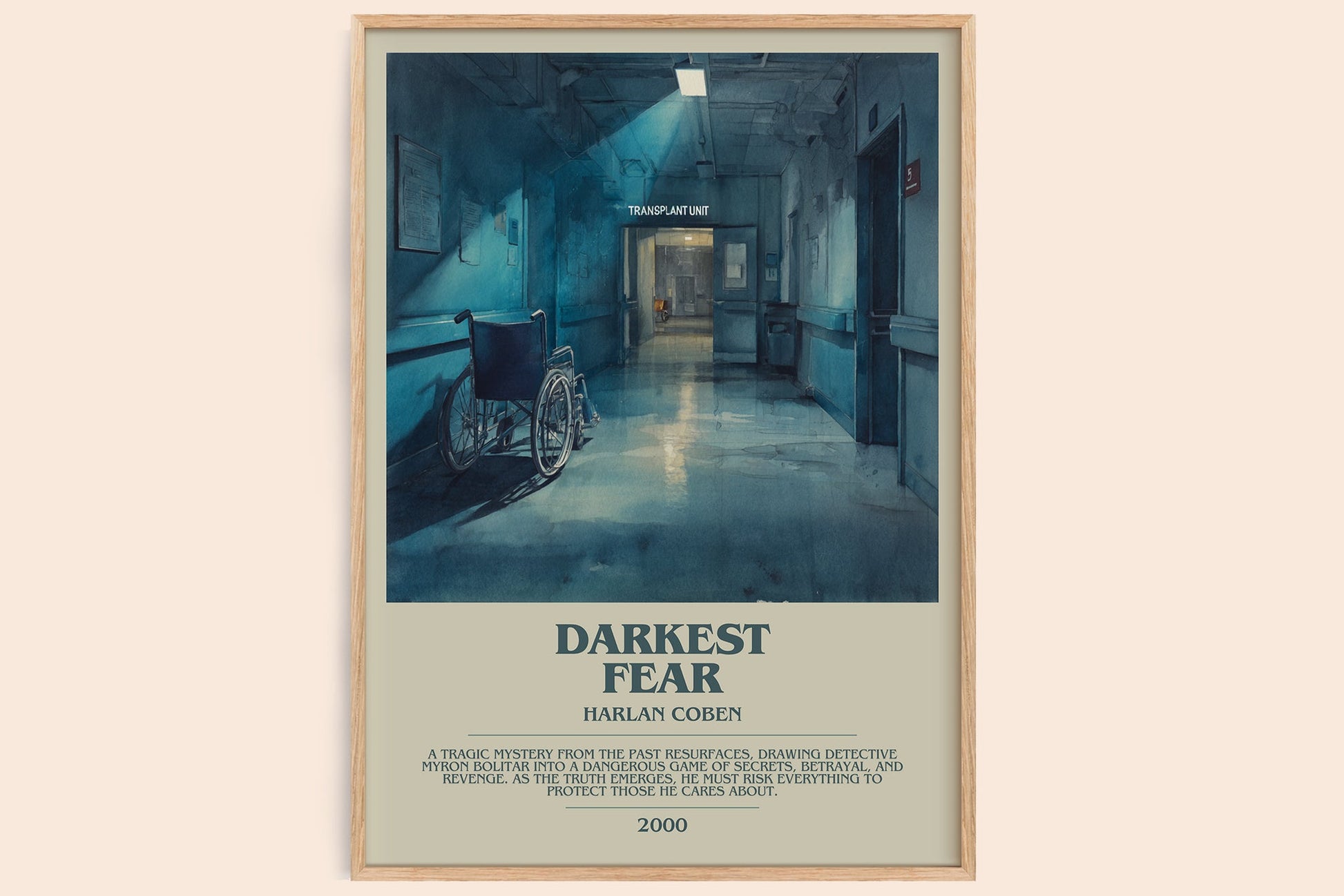 Darkest Fear bookish book poster by Harlan Coben – framed literary art print