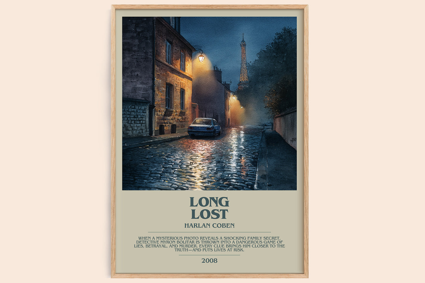 Long Lost bookish book poster by Harlan Coben – framed literary art print