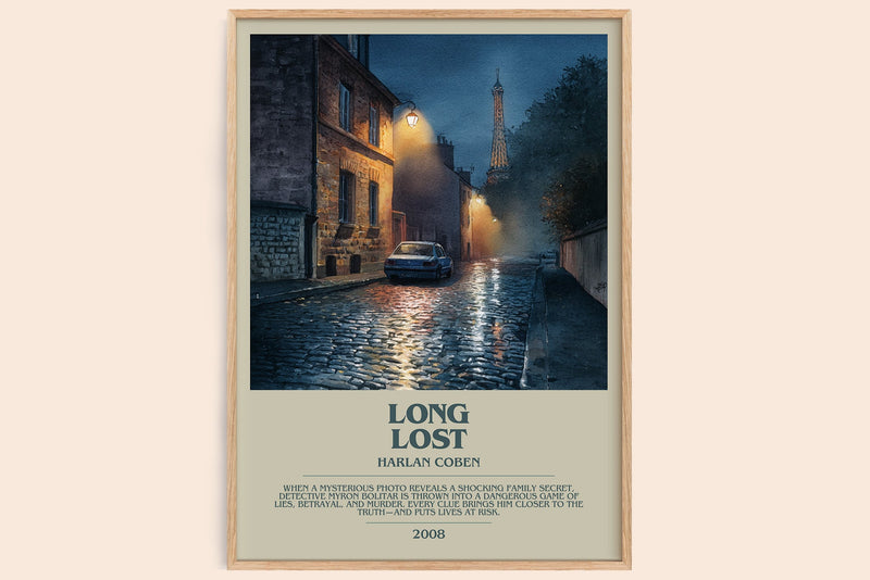 Long Lost bookish book poster by Harlan Coben – framed literary art print