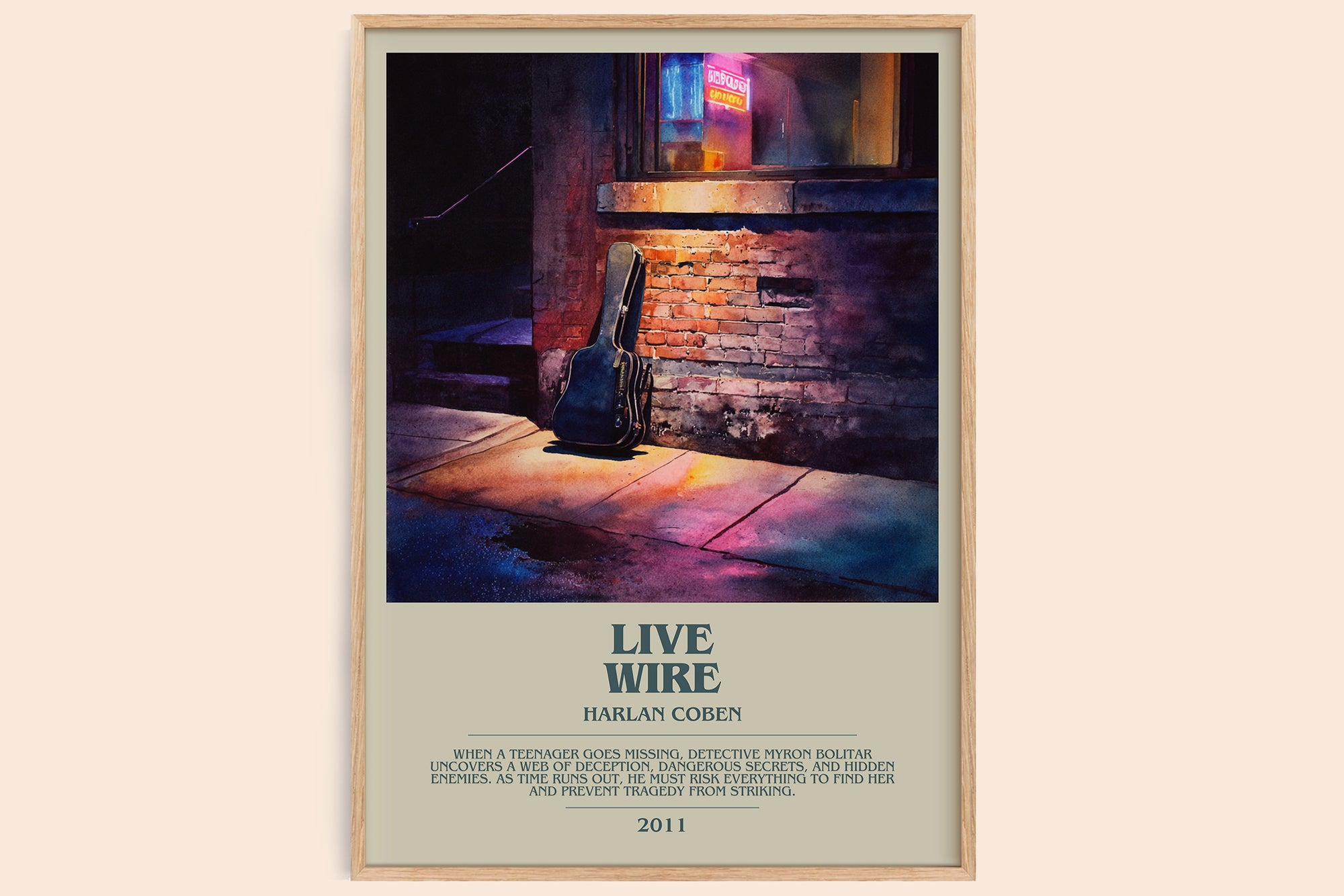 Live Wire bookish book poster by Harlan Coben – framed literary art print