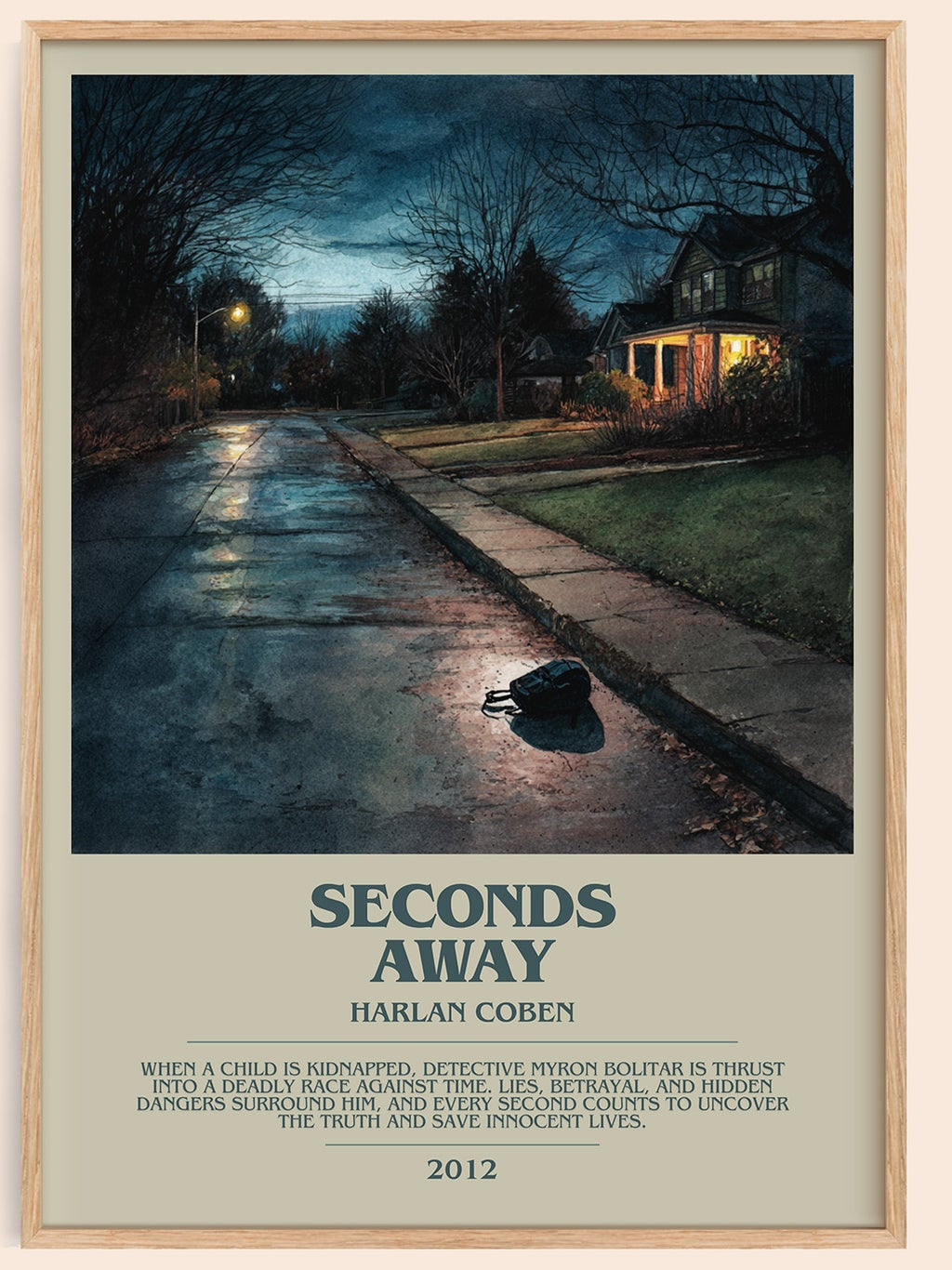 Seconds Away bookish book poster by Harlan Coben – framed literary art print