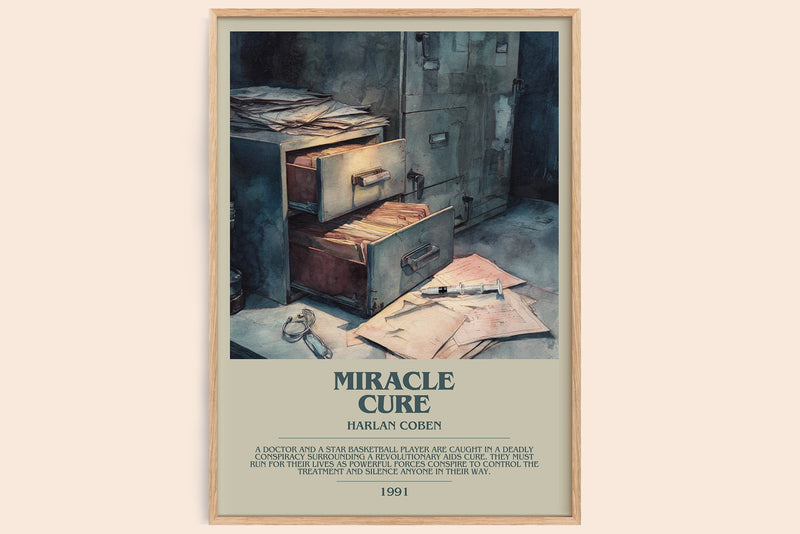 Miracle Cure bookish book poster by Harlan Coben – framed literary art print
