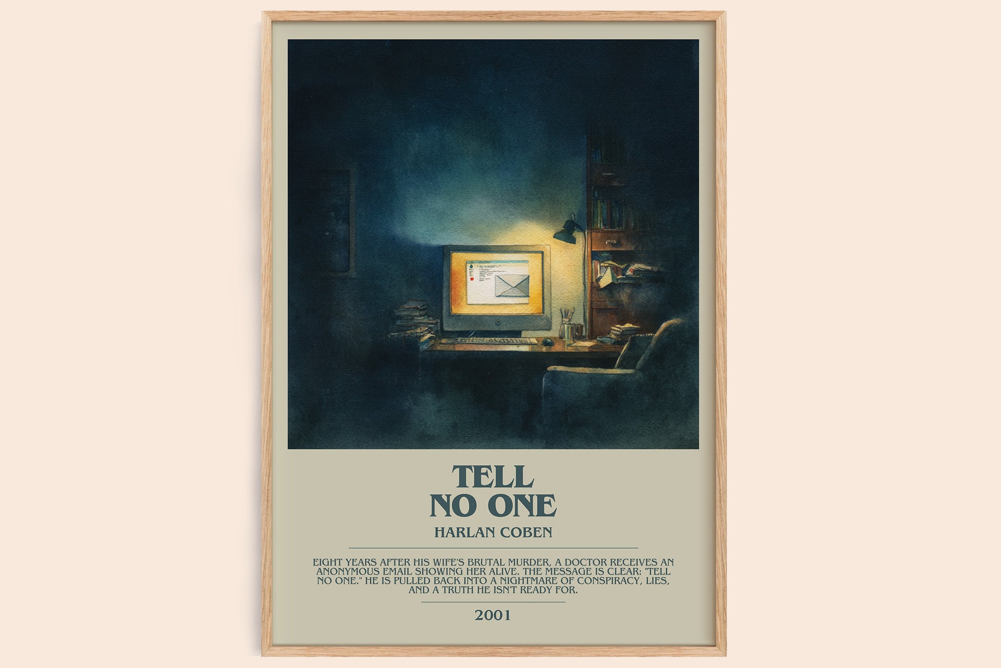 Tell No One bookish book poster by Harlan Coben – framed literary art print