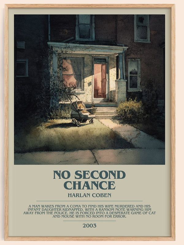 No Second Chance bookish book poster by Harlan Coben – framed literary art print