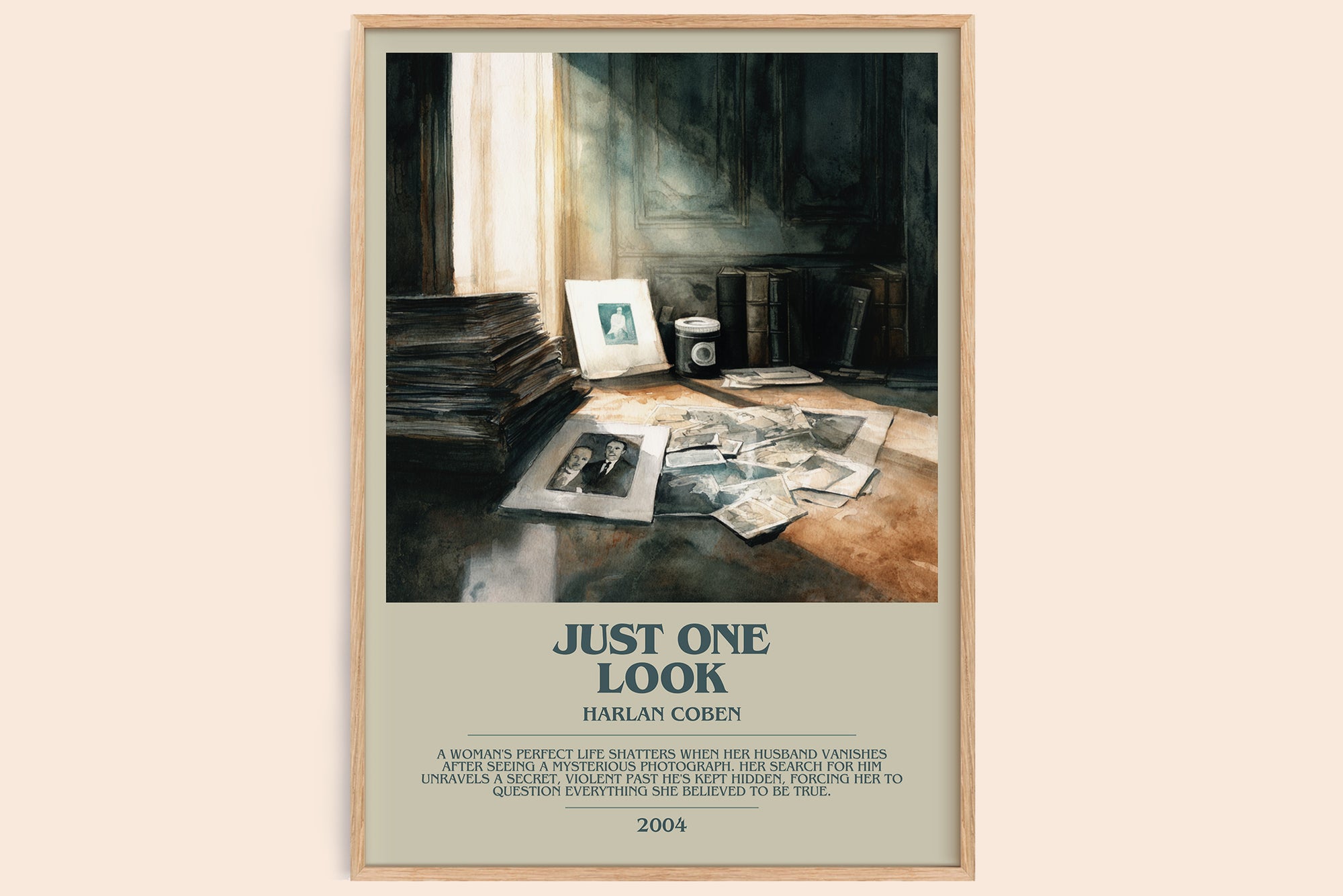Just One Look bookish book poster by Harlan Coben – framed literary art print