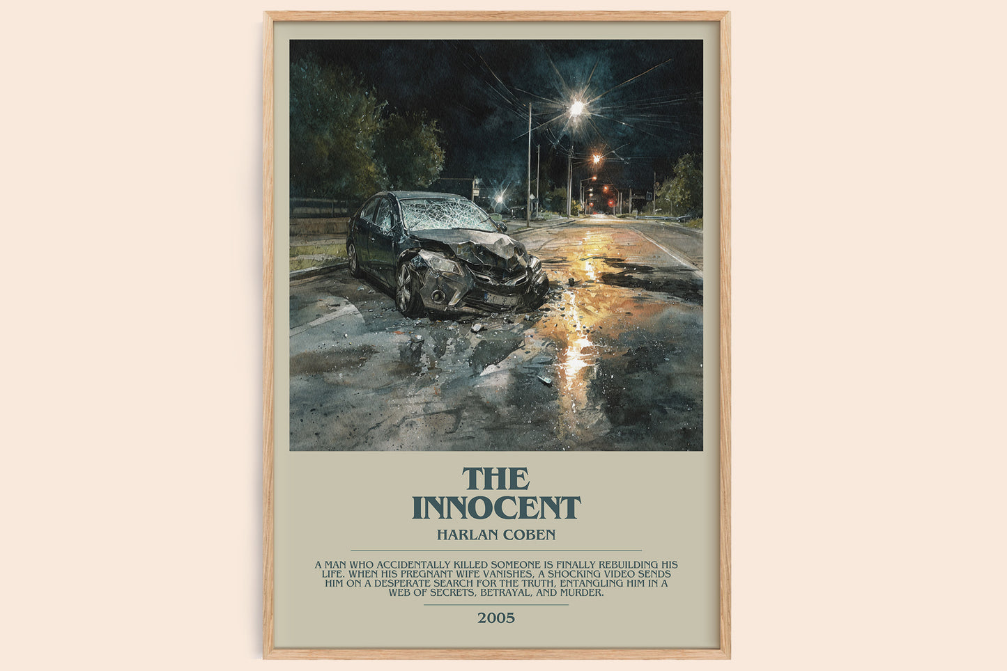 The Innocent bookish book poster by Harlan Coben – framed literary art print