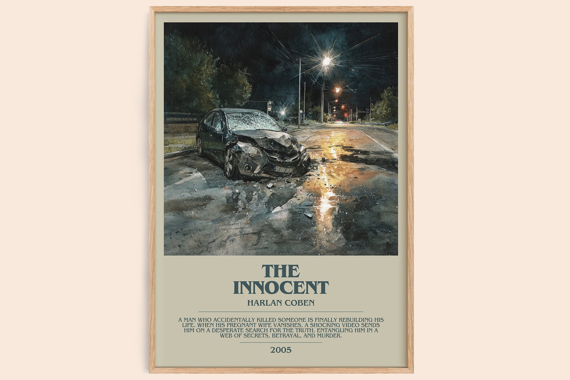 The Innocent bookish book poster by Harlan Coben – framed literary art print