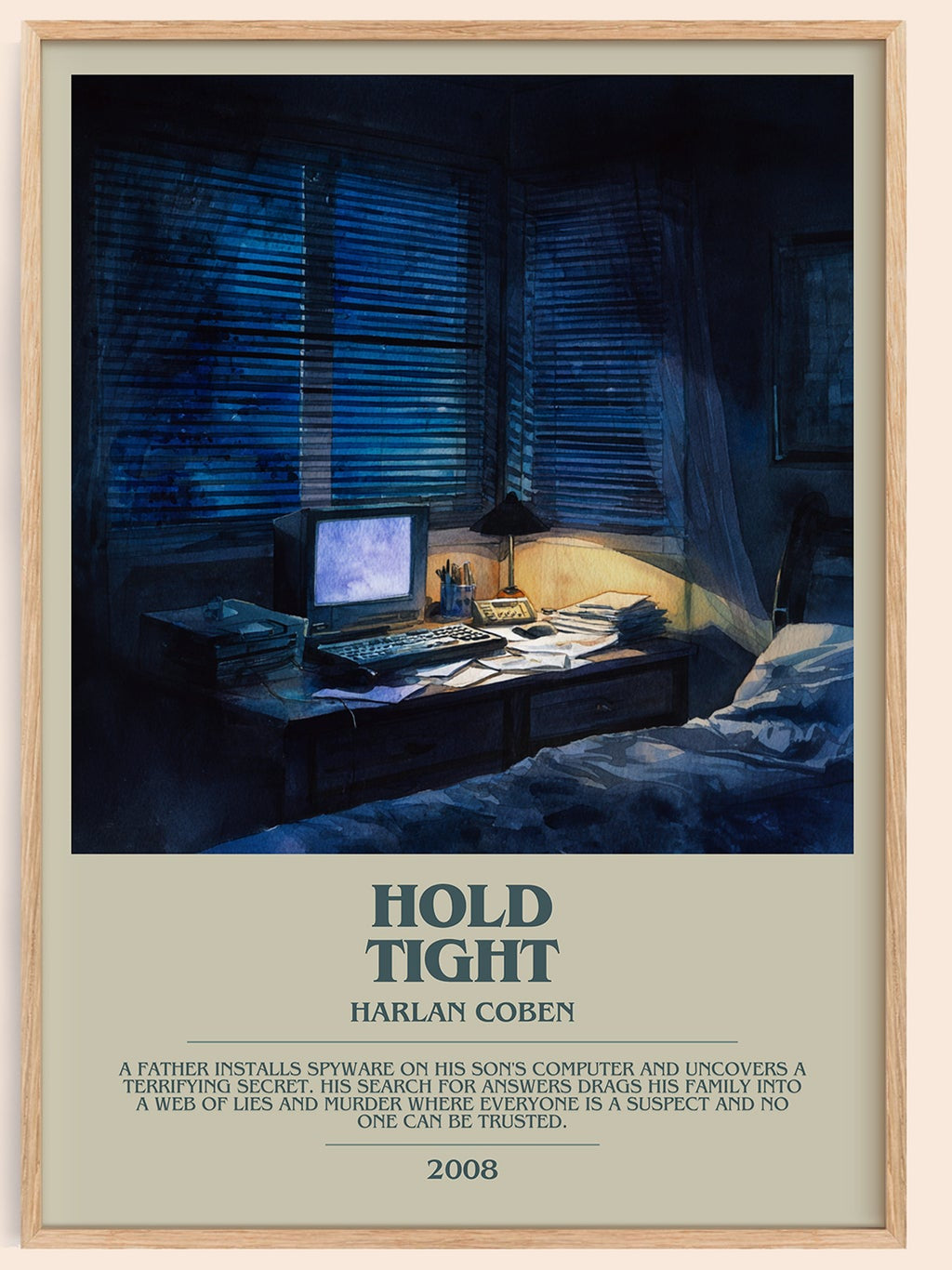 Hold Tight bookish book poster by Harlan Coben – framed literary art print