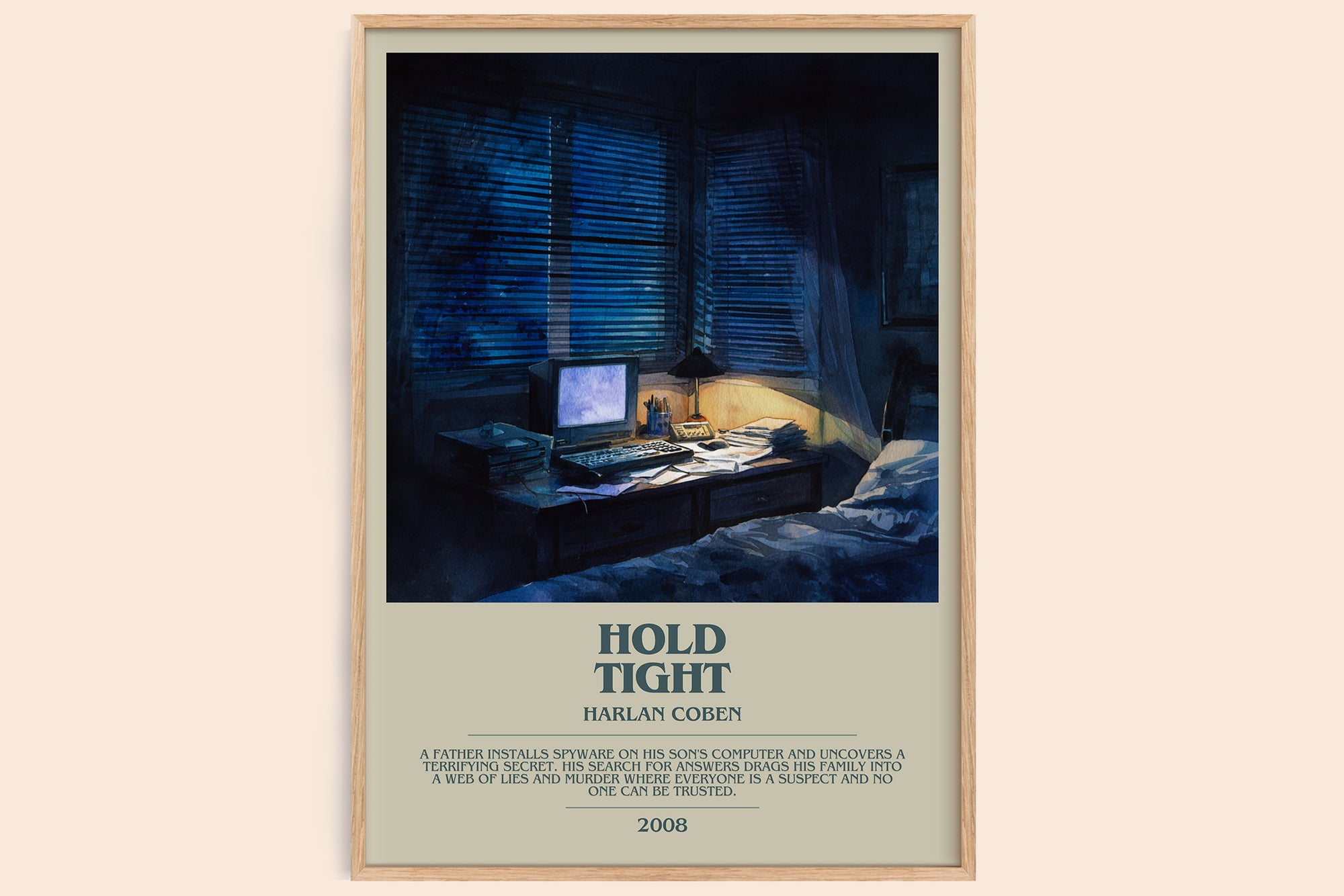 Hold Tight bookish book poster by Harlan Coben – framed literary art print