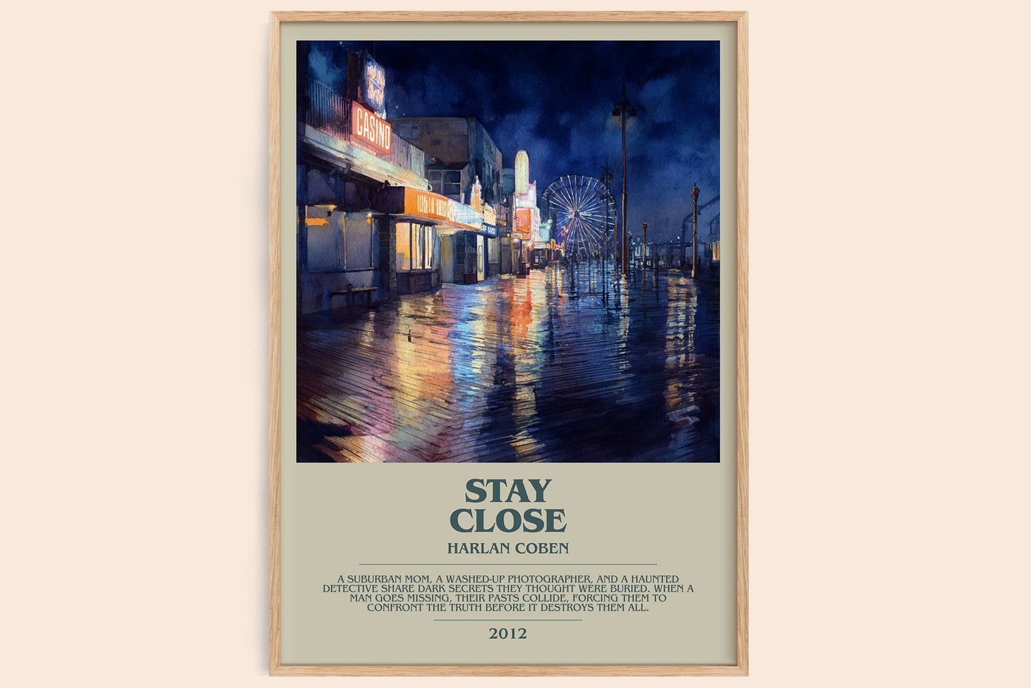 Stay Close bookish book poster by Harlan Coben – framed literary art print
