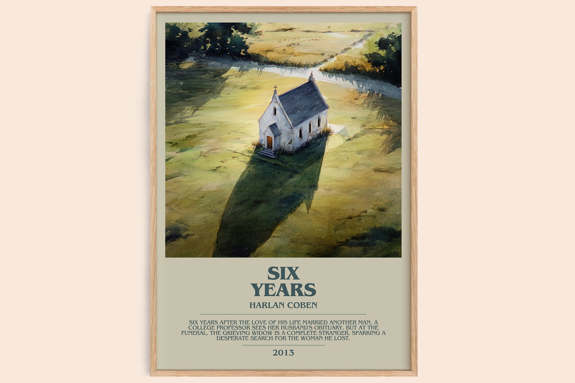 Six Years bookish book poster by Harlan Coben – framed literary art print